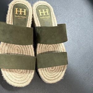 Haute Hippie women’s Dark Green Espadrille slip on Sandals size 6.5